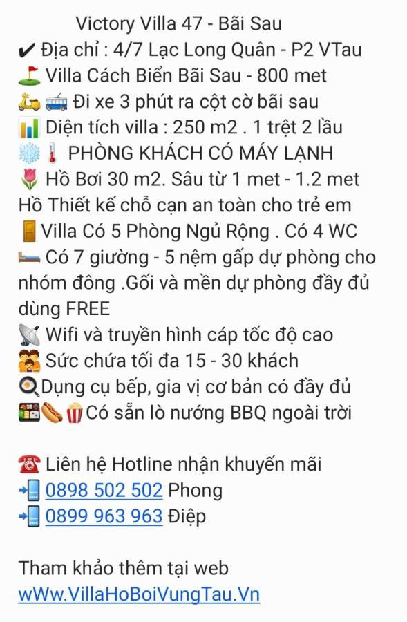 Villa 47 - Gan Bien Bai Sau - Phong Khach Co May Lanh Vung Tau Exteriör bild